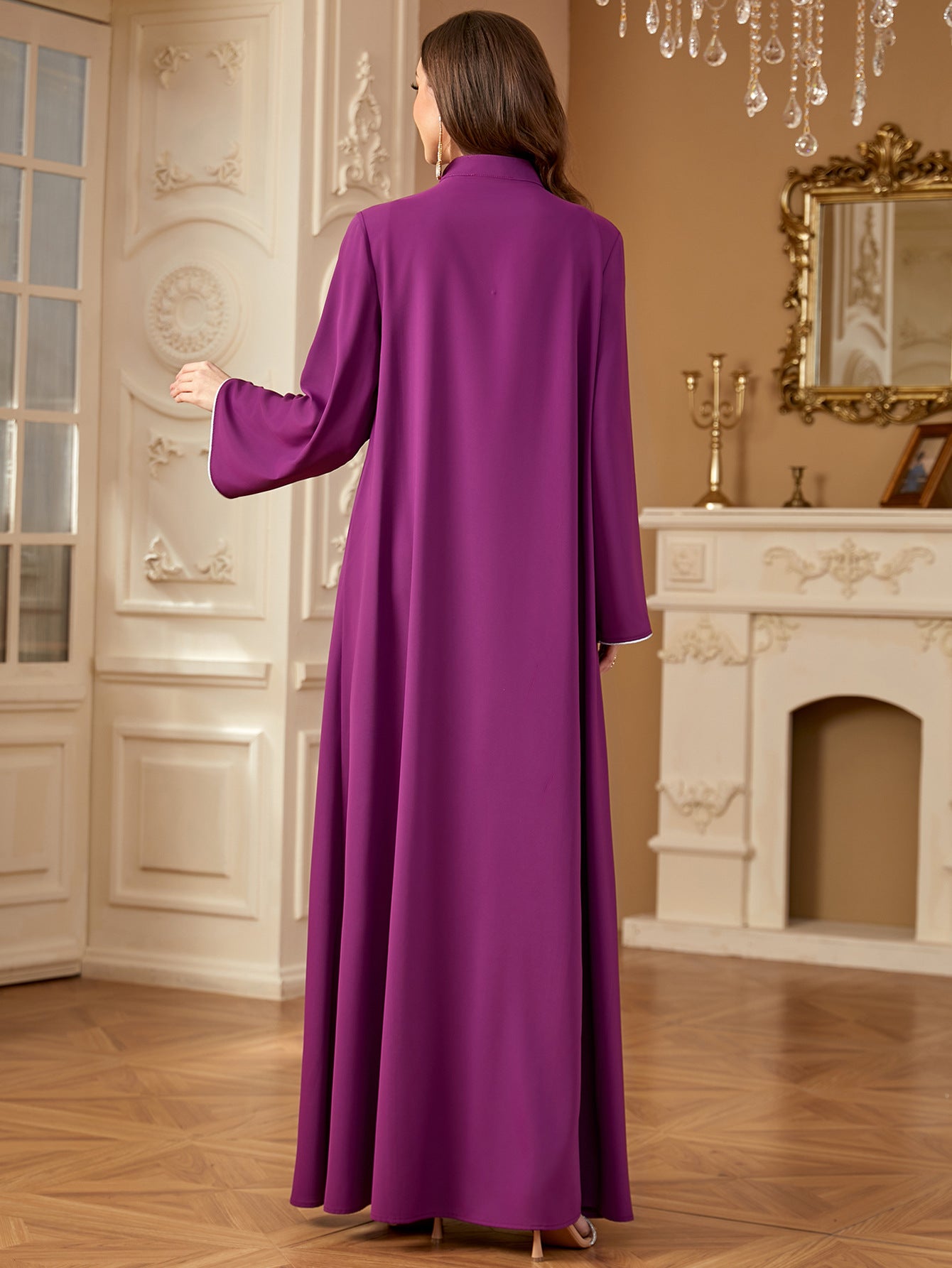 Asiya Embroidered Panel Abaya – Elegant Floral Long Dress