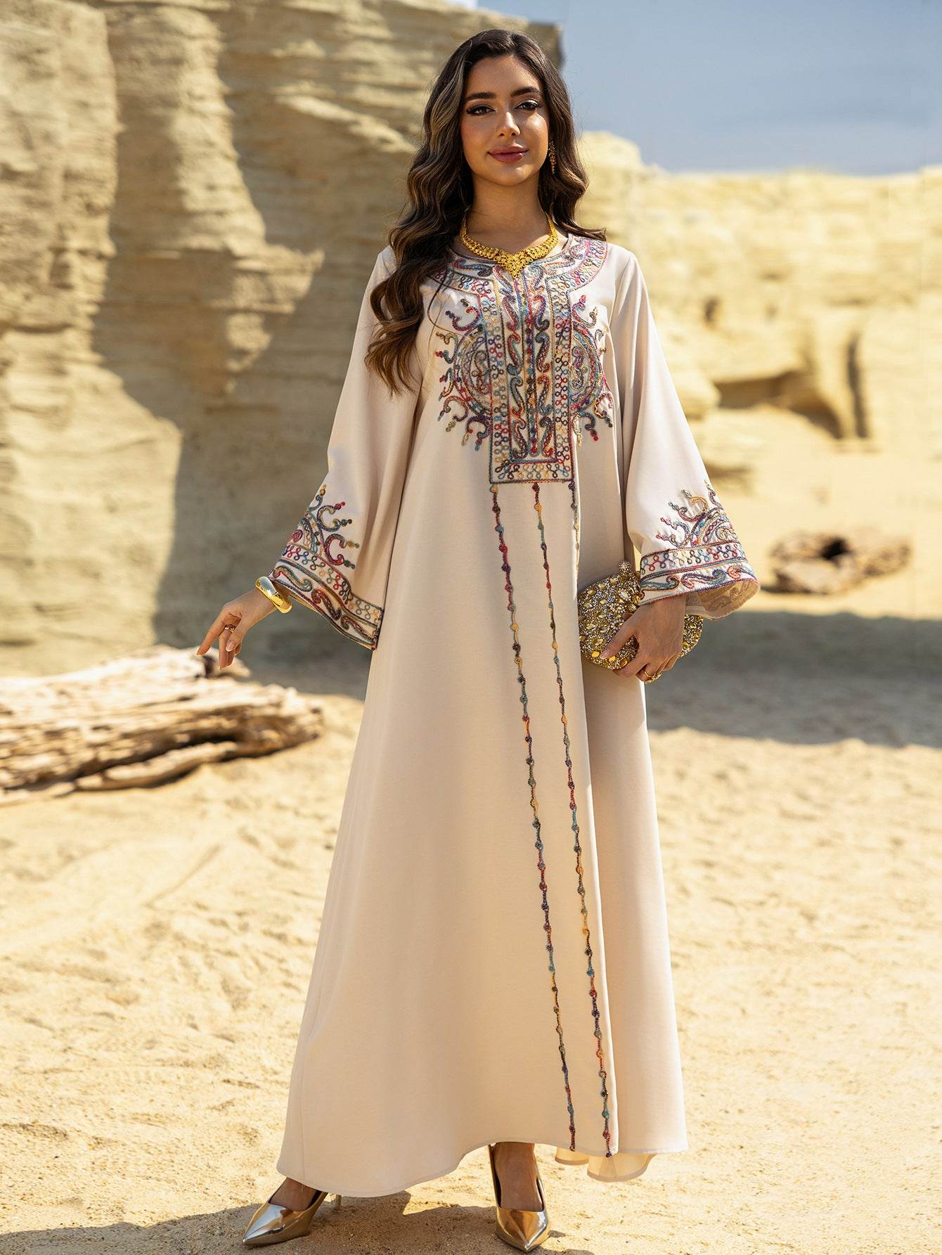 Muslim Abaya Dress - Ethnic Style Long Sleeve Maxi Dress - ZySa Collection