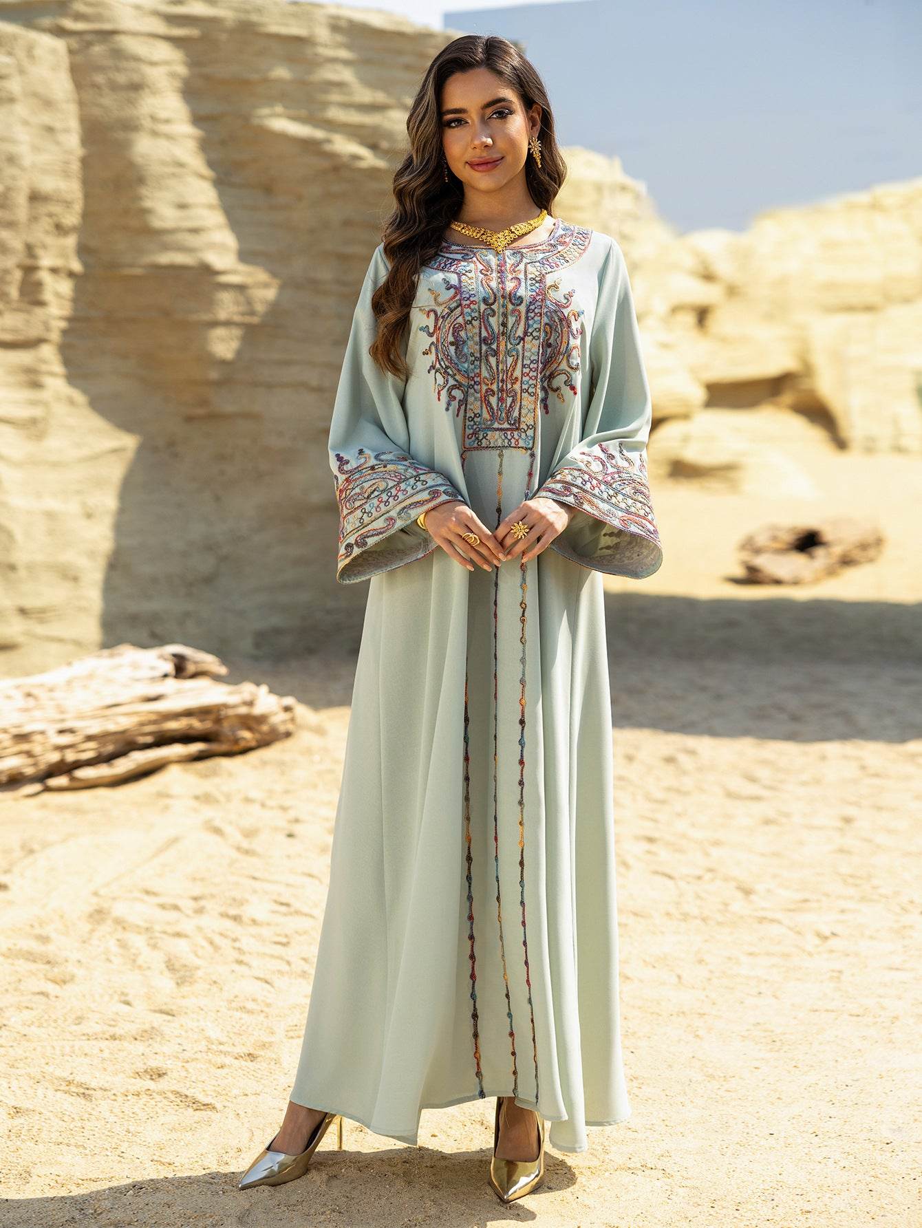 Muslim Abaya Dress - Ethnic Style Long Sleeve Maxi Dress - ZySa Collection