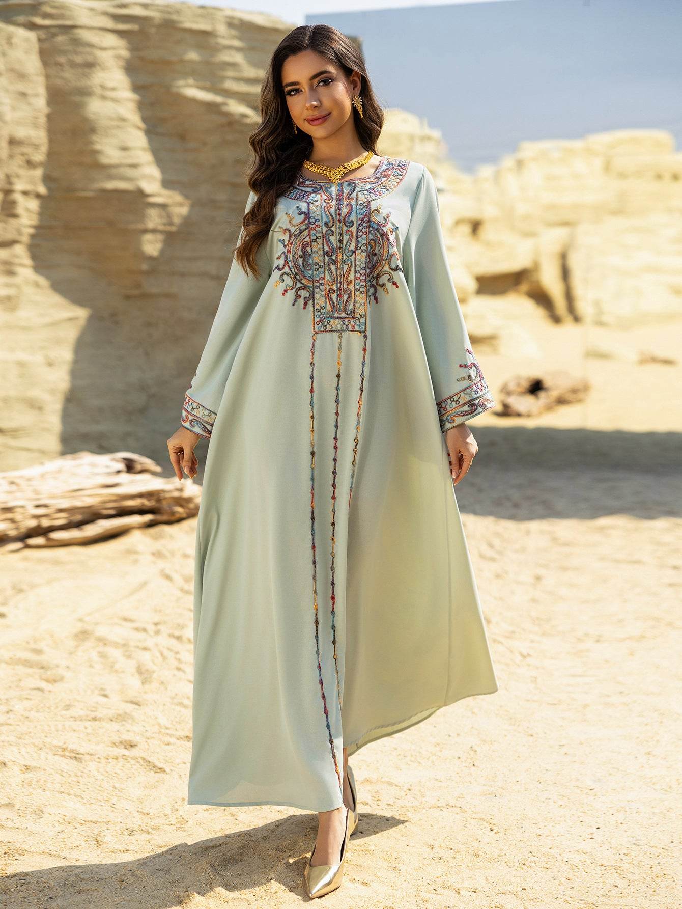 Muslim Abaya Dress - Ethnic Style Long Sleeve Maxi Dress - ZySa Collection
