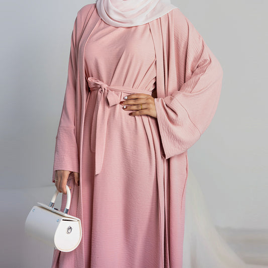 Zahra Medina Two-Piece Abaya Set – Modest Inner Dress & Matching Open Robe