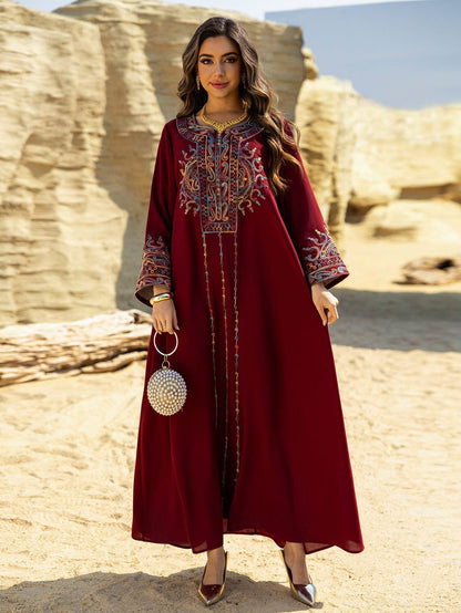 Muslim Abaya Dress - Ethnic Style Long Sleeve Maxi Dress - ZySa Collection