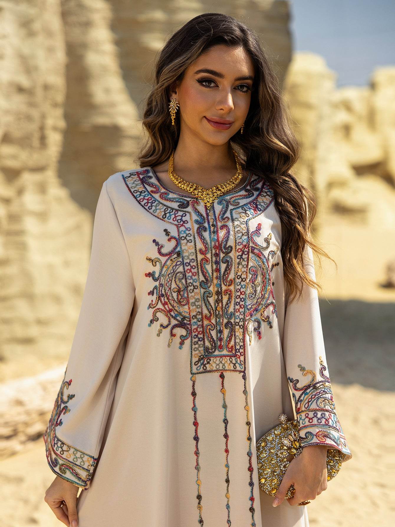 Muslim Abaya Dress - Ethnic Style Long Sleeve Maxi Dress - ZySa Collection
