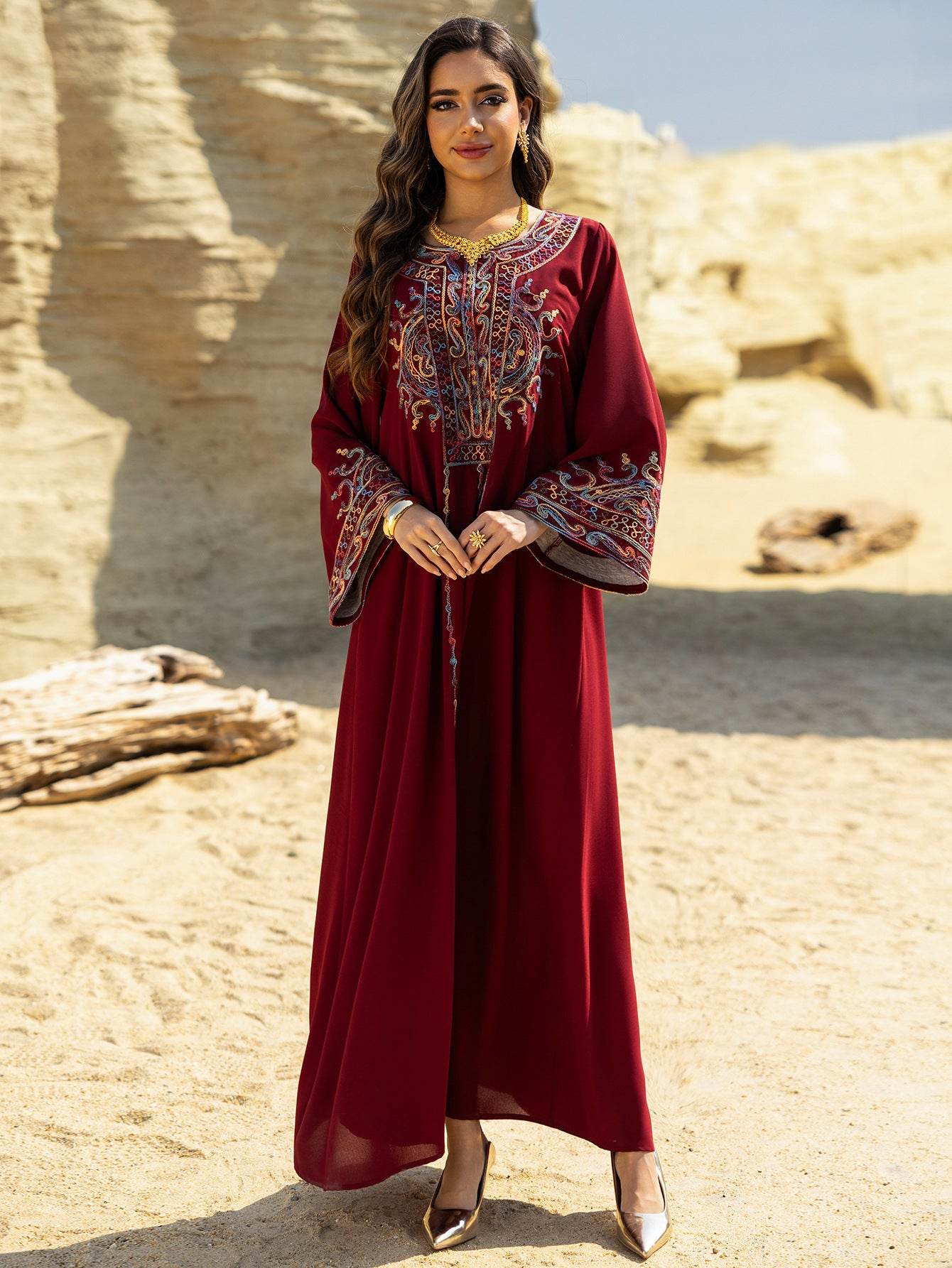 Muslim Abaya Dress - Ethnic Style Long Sleeve Maxi Dress - ZySa Collection