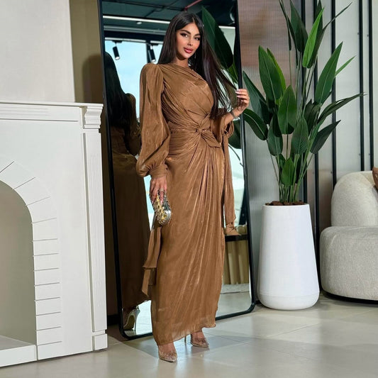 Maryam Gown – Draped Satin Modest Dress